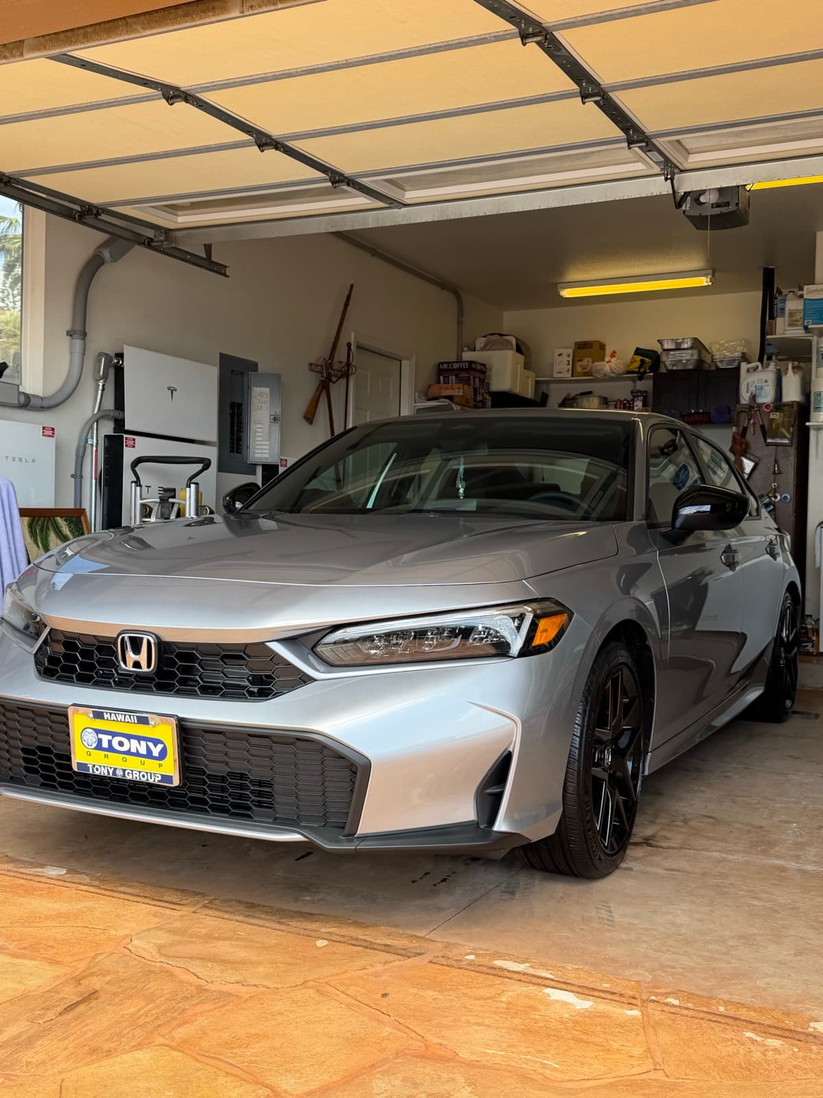 Silver Honda interior detail in home garage — Waimalu, Oahu Hawaii