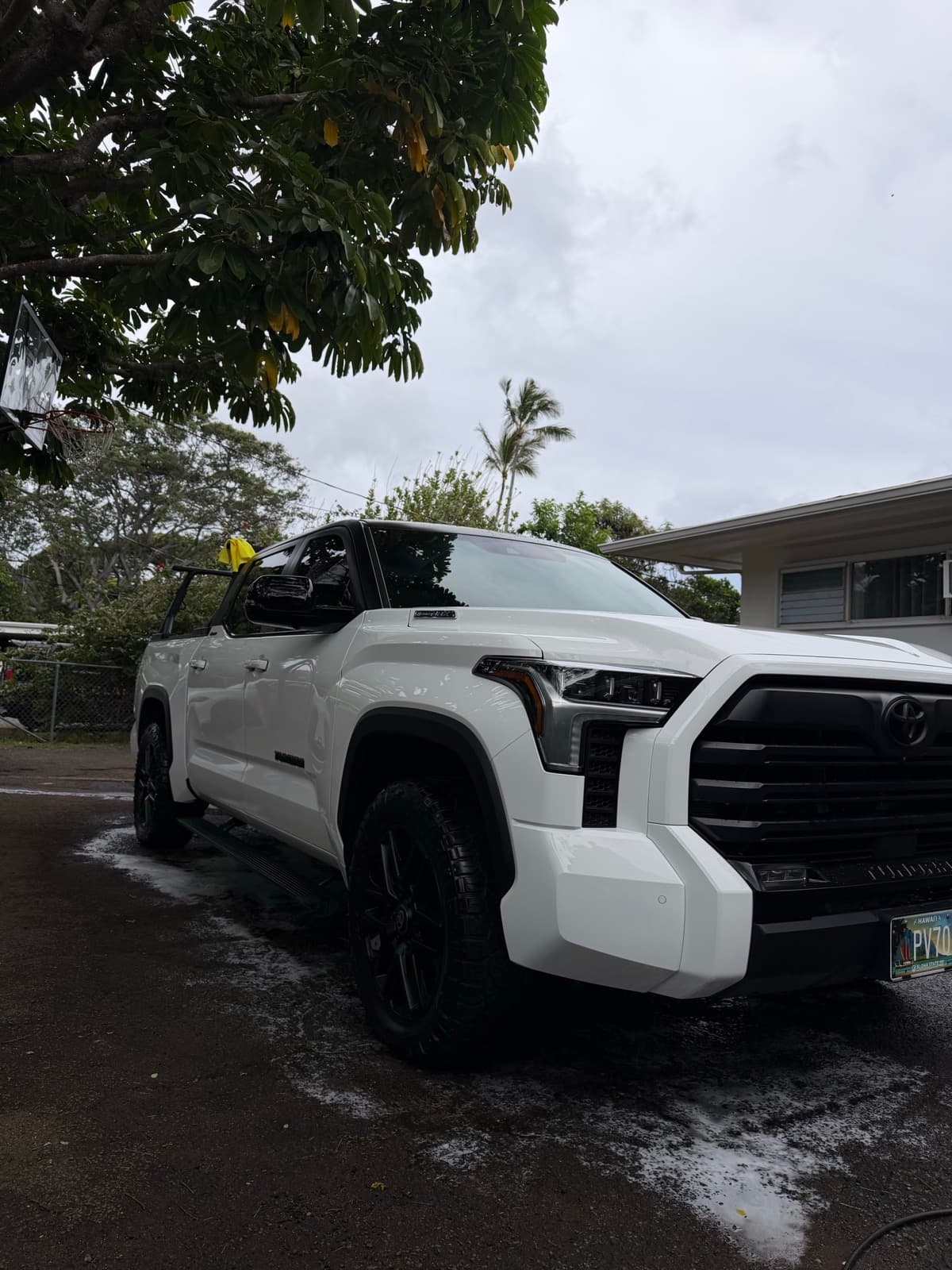 White Toyota Tundra full-size truck exterior detail — Kaneohe, Oahu Hawaii